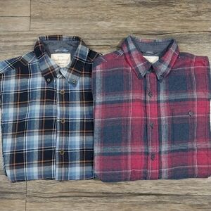 Weatherproof Plaid Flannel Shirts Mens Size M Red Blue Country Cowboy Shirt